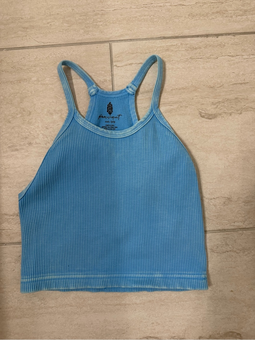 Happiness Runs Crop Tank Blue FP